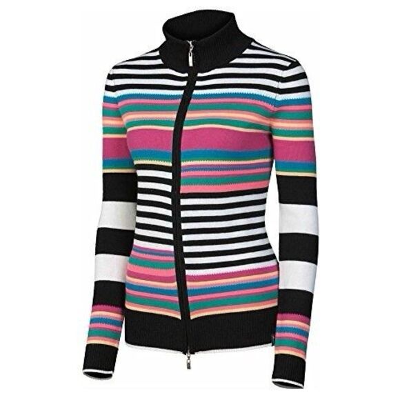 Neve Designs Full Zip Sweater Medium Colorful Mountain Ski Striped Wool Outdoors - Picture 3 of 11